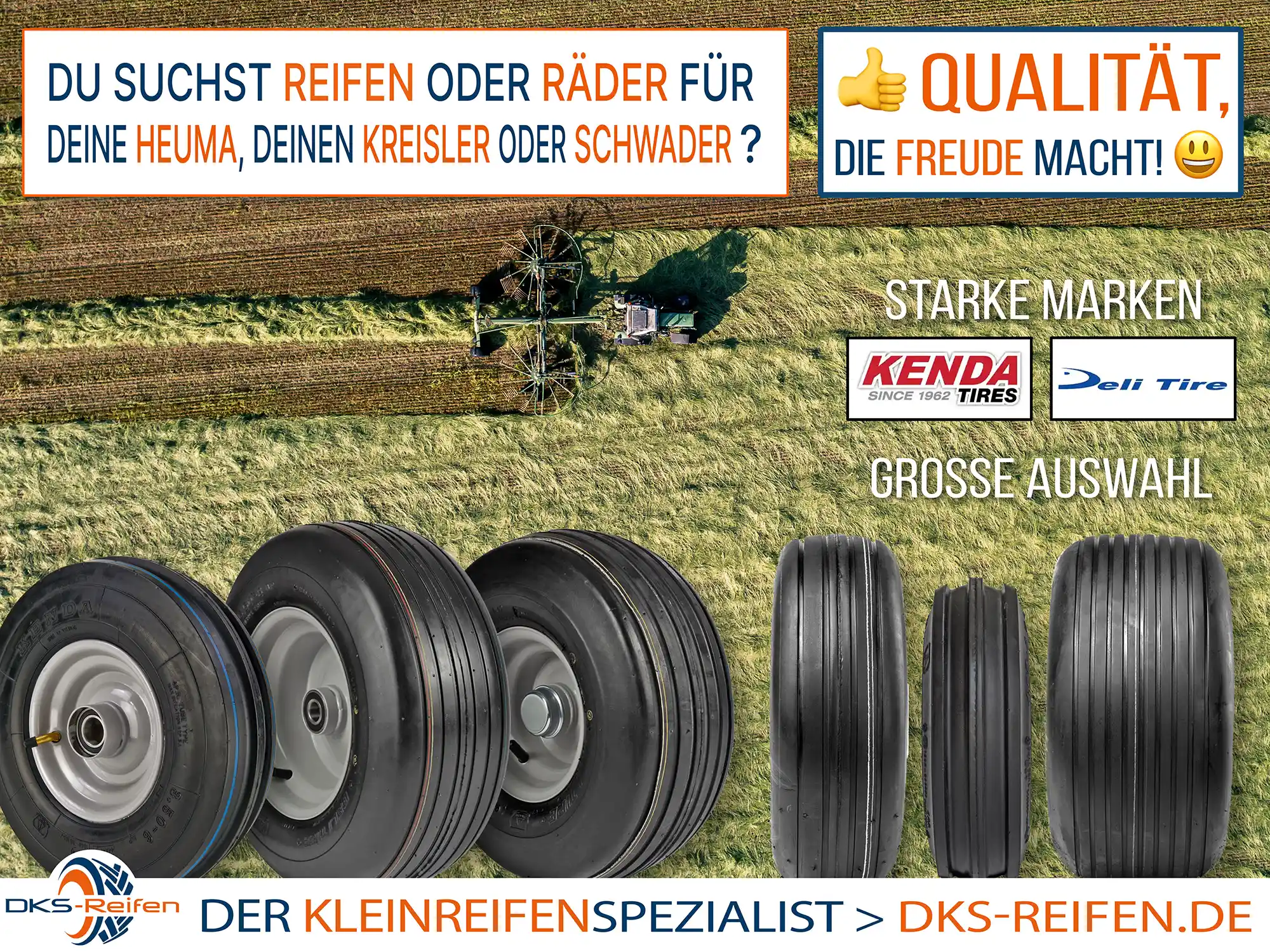 Reifen und Räder für Heuma, Kreisler, Schwader und andere landwirtschaftliche Geräte