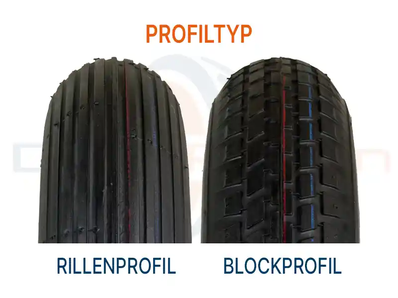 Schubkarrenrad Reifen Profiltypen Rillenprofil Blockprofil