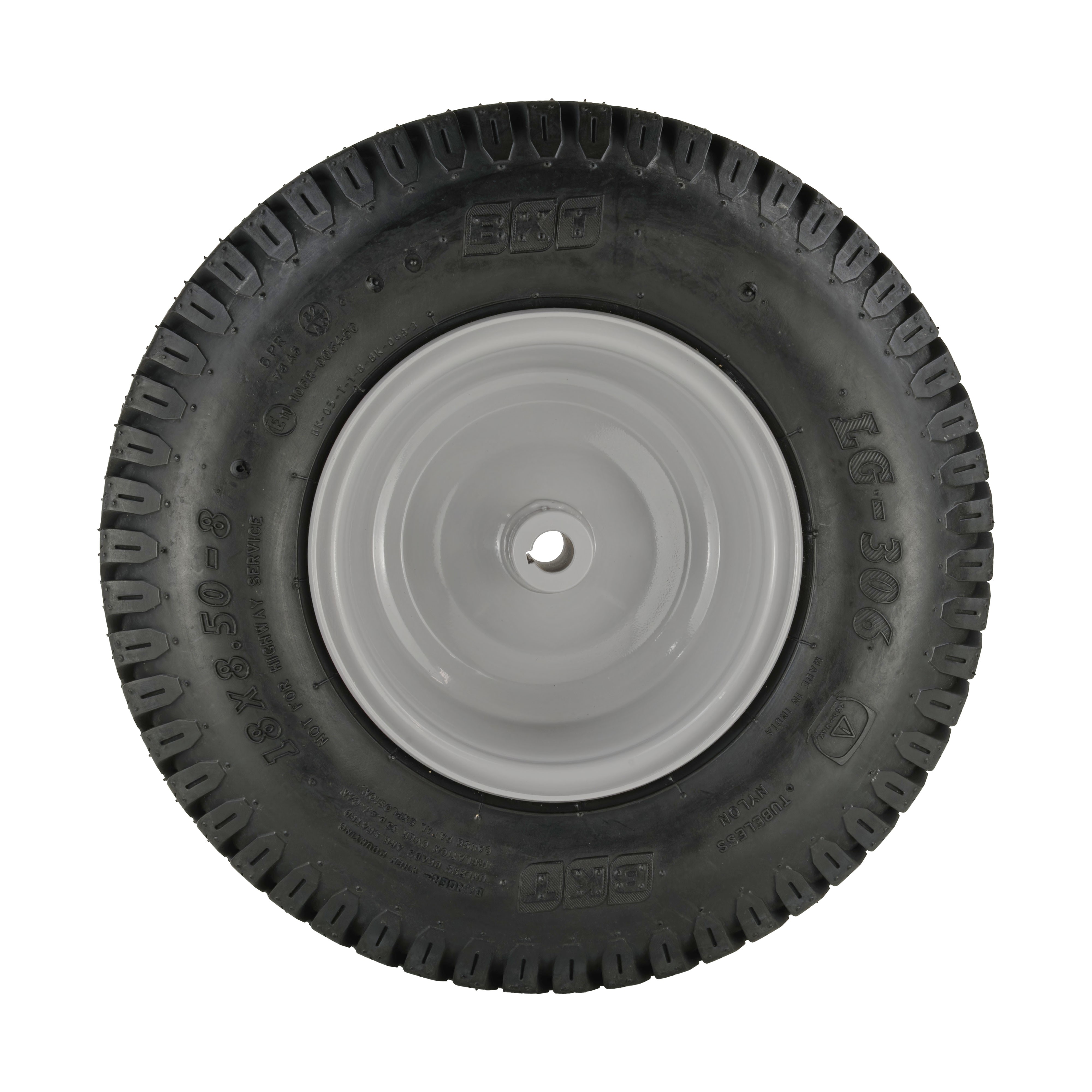 Rad für Aufsitzmäher 18x8.50-8, BKT LG306, Achs-Ø: 20mm, Keilnut: 6mm - Seitenansicht
